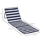 Set of 2 Folding and Adjustable Beach Chairs with Pocket, in Steel and Polyester, 142x51x40 cm, Multicolor