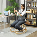 Rocking Kneeling Chair in Linen-Effect Fabric and Birch Wood, 51x84x93 cm, Black
