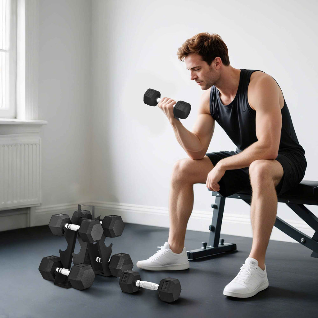 SPORTNOW Gym Dumbbell Set with Metal Stand and Non-Slip Grip, 2x4kg, 2x6kg, 2x8kg, Black
