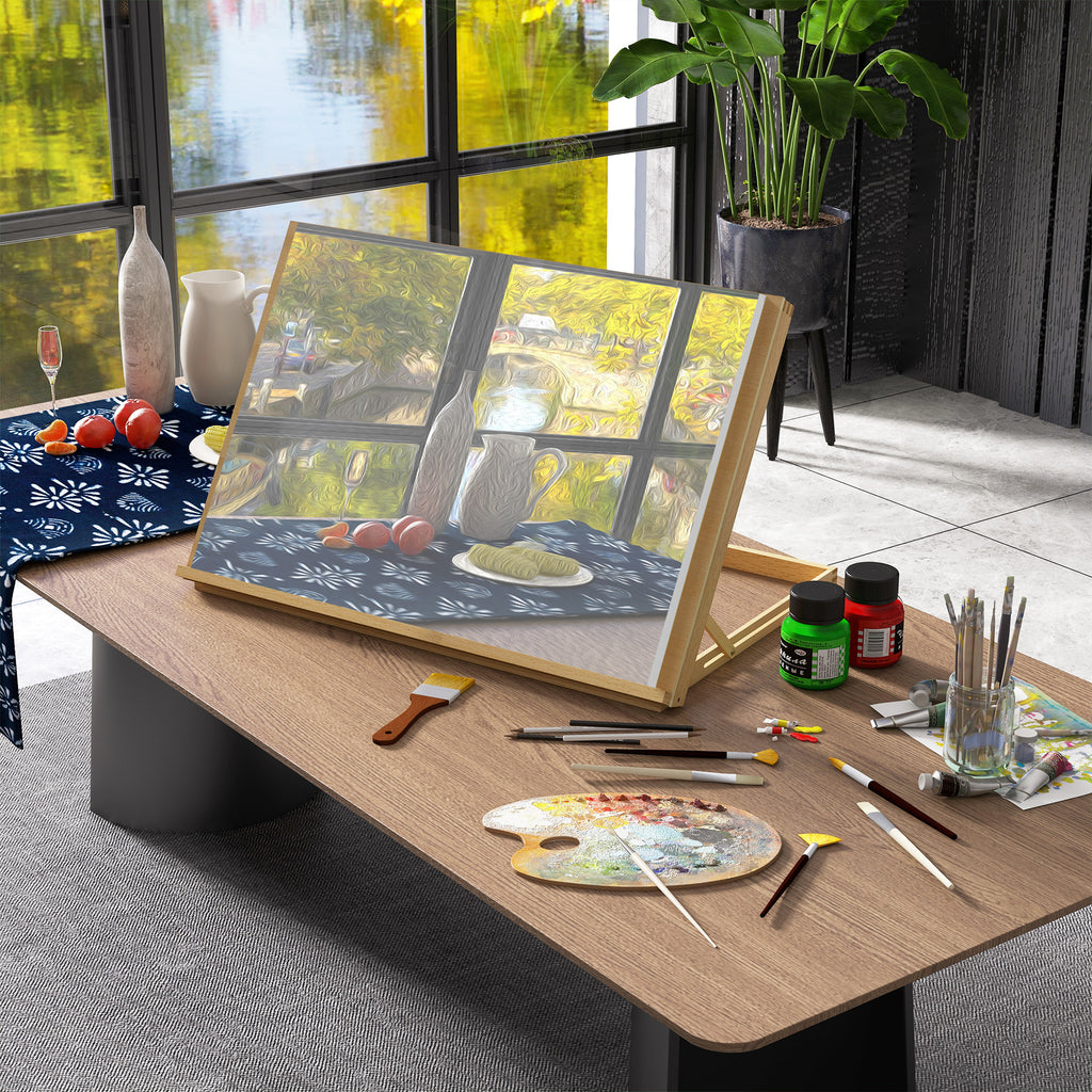 Vinsetto A2 Wooden Tabletop Easel, Adjustable Drawing Board, Portable Desk Station for Artists and Creatives
