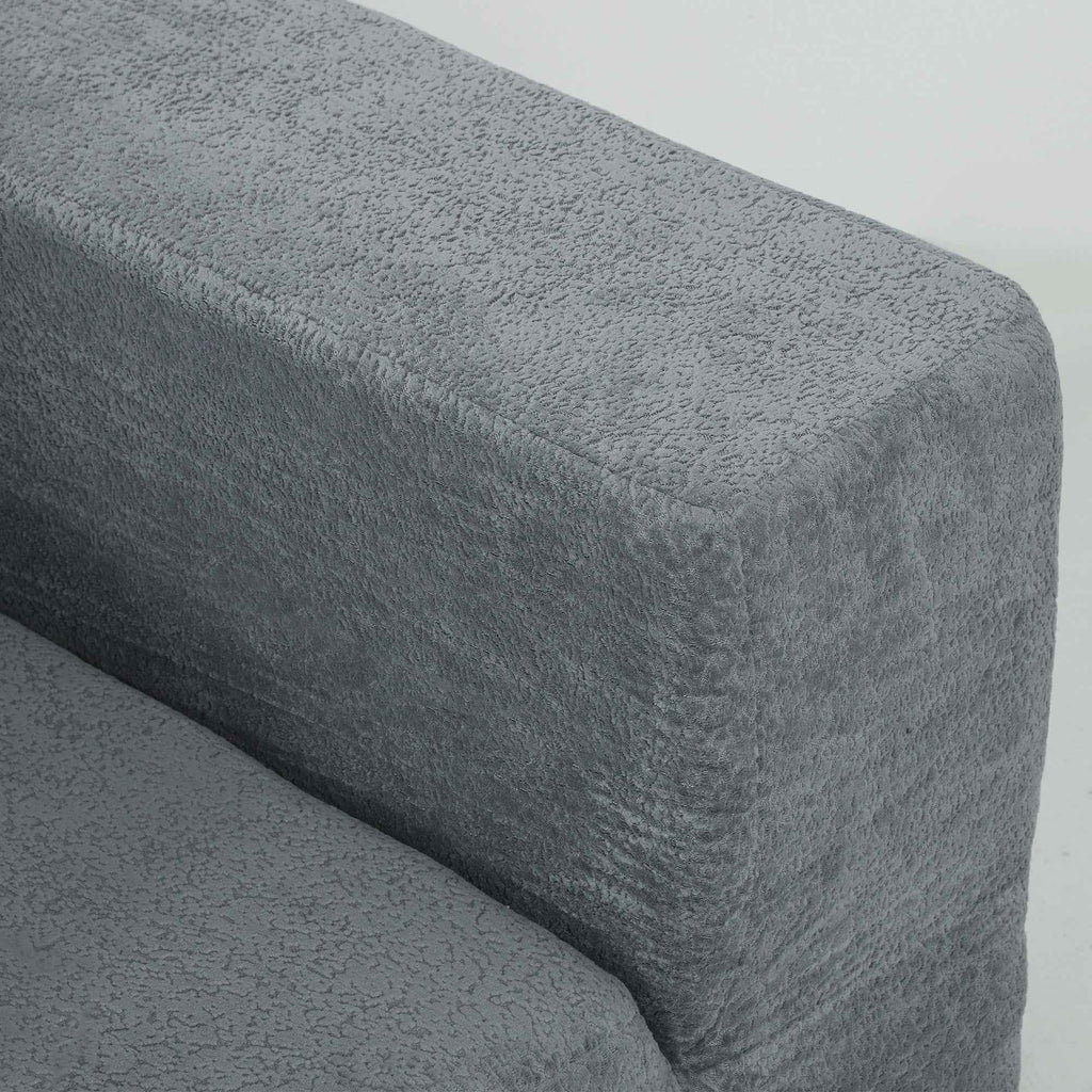 Modular Corner Sofa in Velvet Fabric with Cushions, 294x165x70 cm, Dark Grey