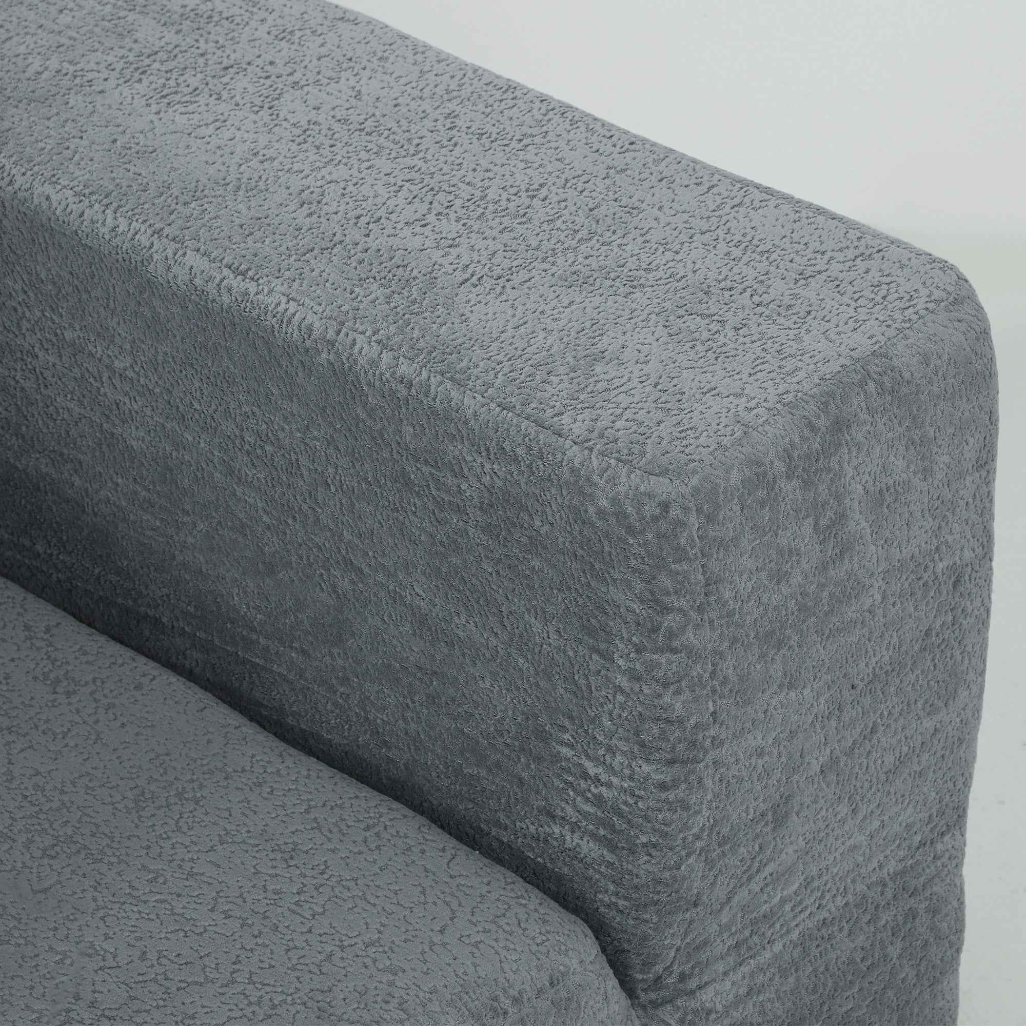 Modular Corner Sofa in Velvet Fabric with Cushions, 294x165x70 cm, Dark Grey