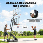 SPORTNOW Portable Outdoor Basketball Hoop, Adjustable 2.45-3.05m, Shatterproof Backboard, Hand Crank Adjustment
