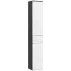 Space-saving Wooden Bathroom Column with 2 Cabinets and Drawer, 30x28x180 cm, Black