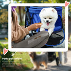Folding Dog Stroller with Safety Leash and Storage Basket, Blue
