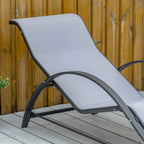 Outsunny Set of 2 Sun Loungers and Coffee Table with Glass Top, 59x169x66 cm, Light Grey