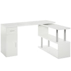 Homcom Modern Angular Wooden Desk with drawer, locker and shelves, office furniture and home, white - Borgè