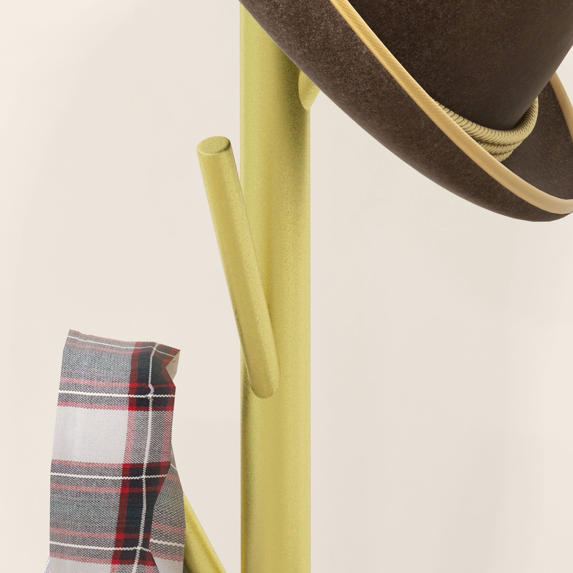 Freestanding Coat Rack with 8 Hooks, Marble and Steel Base, Ø32x164cm, Gold