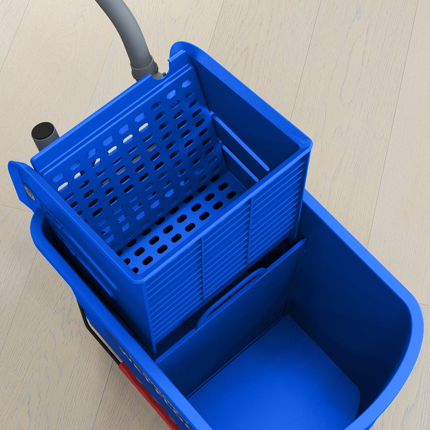 20L PP Plastic Cleaning Trolley with Bucket and Wringer, 60x27x70.5 cm, Blue