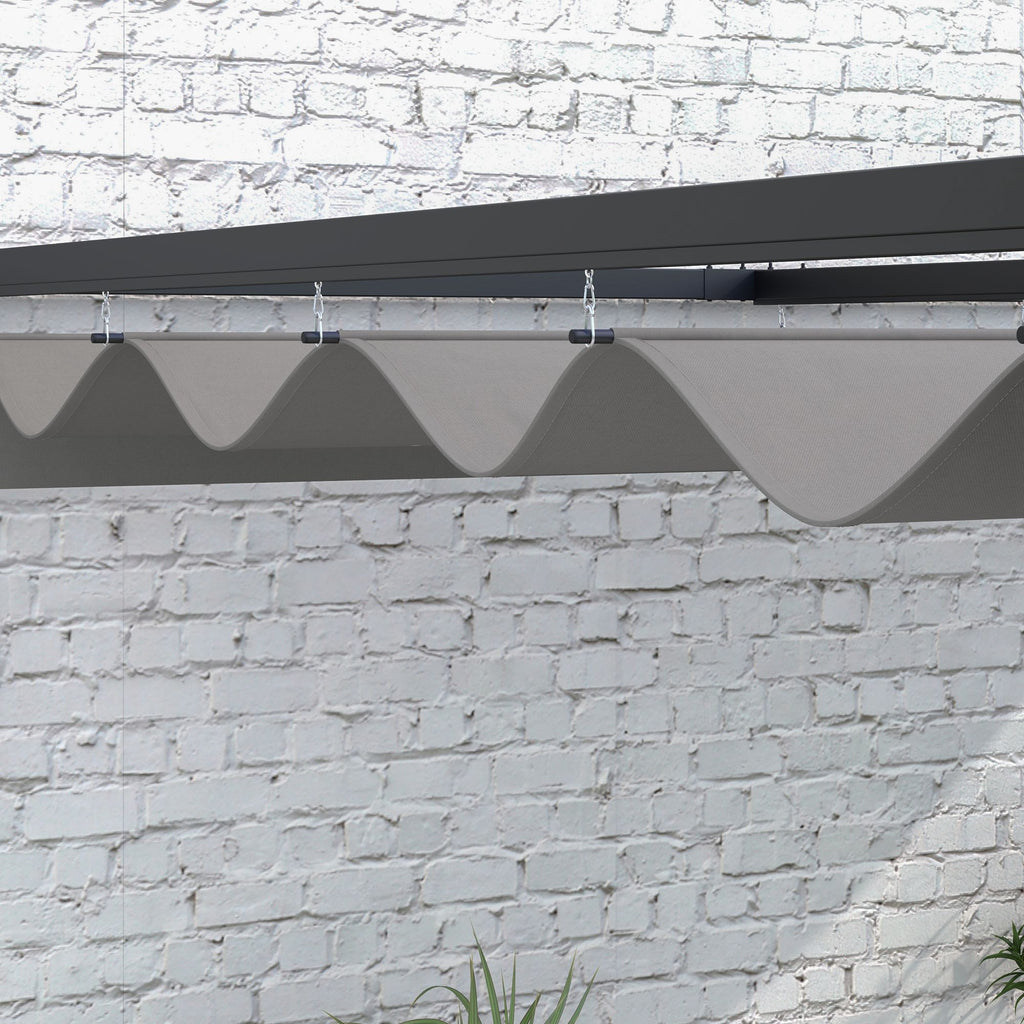Outsunny Pergola Gazebo 3x4 m with retractable roof and drainage holes, steel and polyester, gray - Borgè