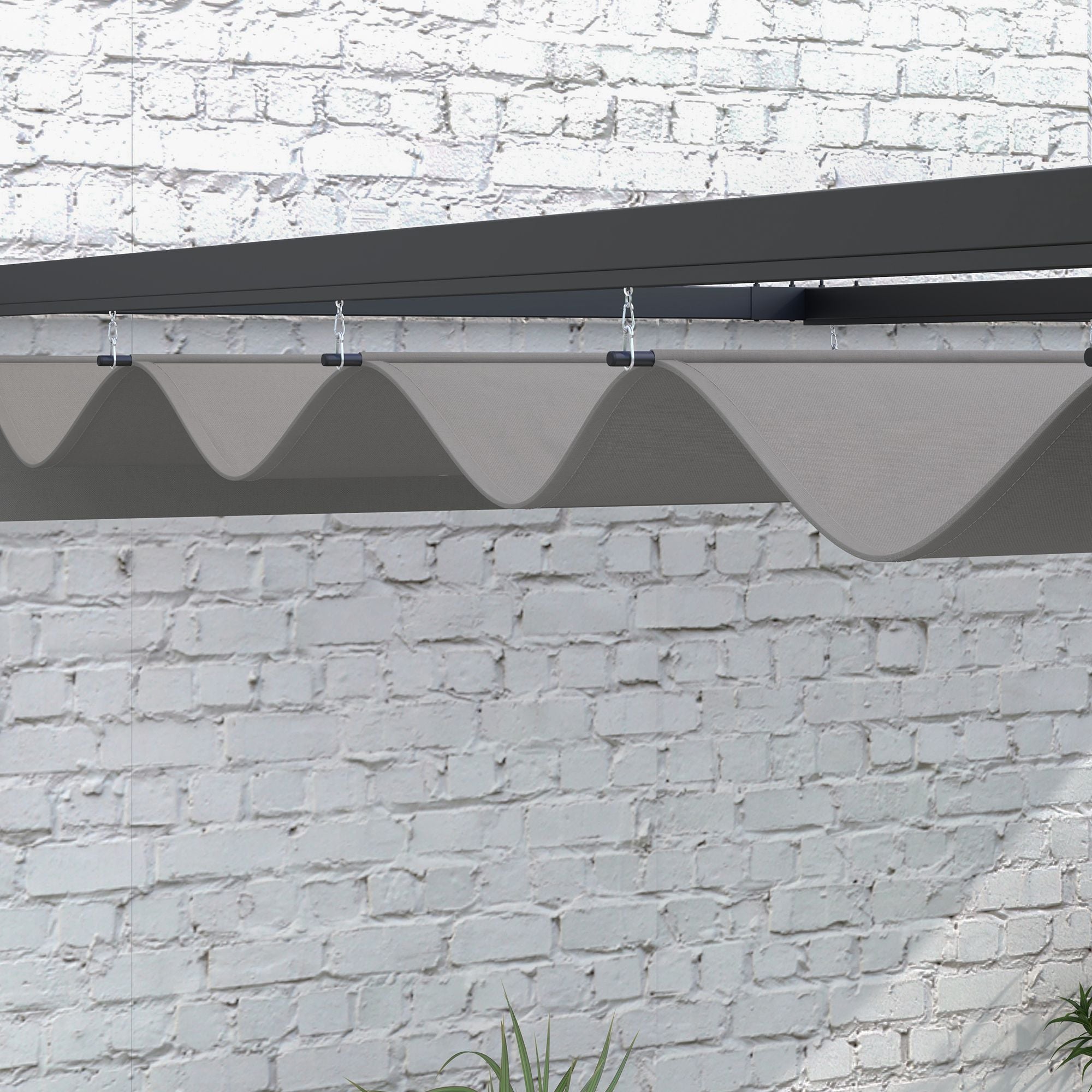 Outsunny Pergola Gazebo 3x4 m with retractable roof and drainage holes, steel and polyester, gray - Borgè