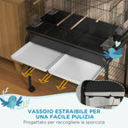 PawHut Indoor Bird Cage with Tray, Shelf and Wheels with Brakes, 85x49x119 cm, Black