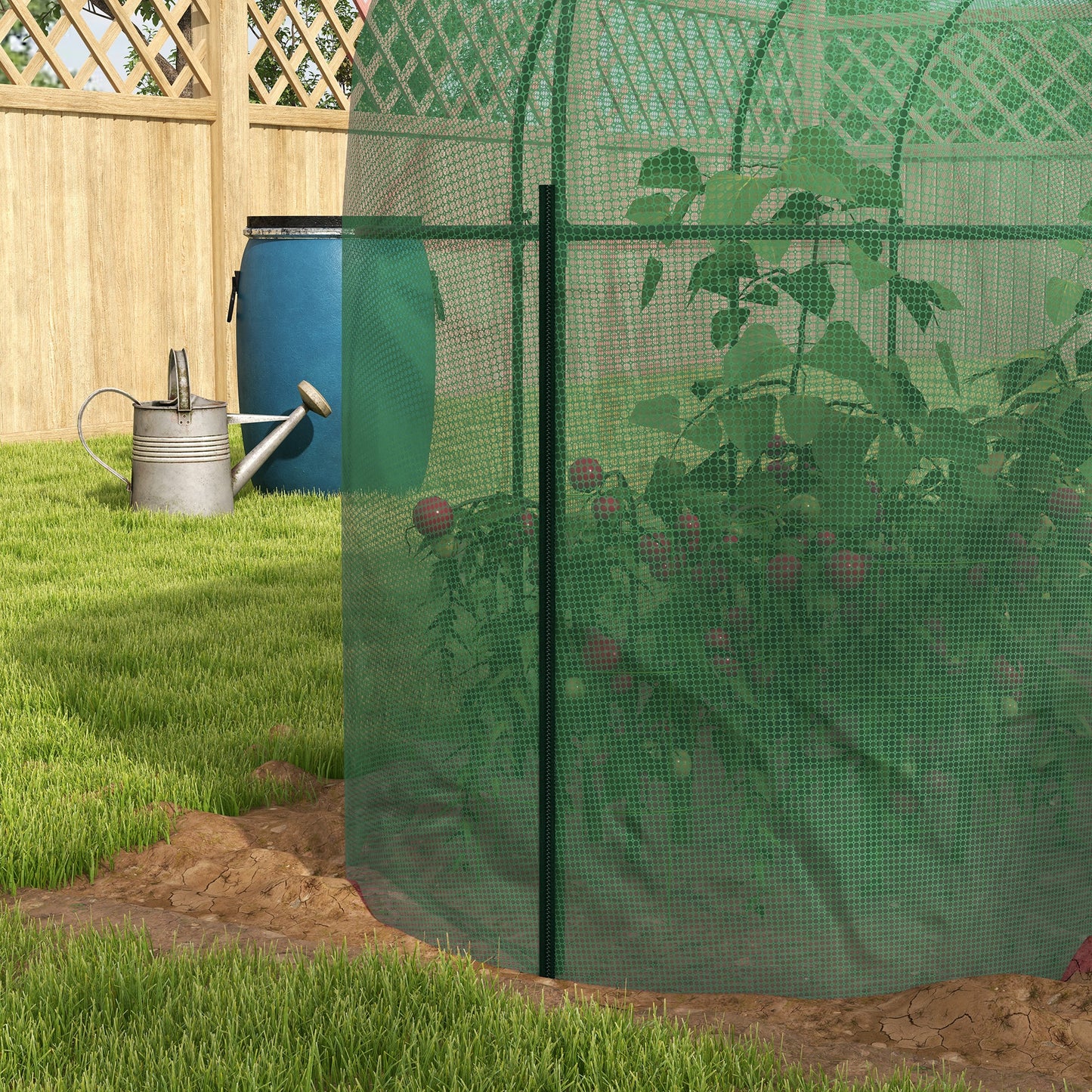 Outsunny greenhouse for 3x1x1.5m mesh plants with hinge door and pickets on the ground, green - Borgè