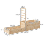 Raised Planter with Trellis for Climbing Plants and Divider, in Fir Wood, 222x63x132 cm, Wood Color