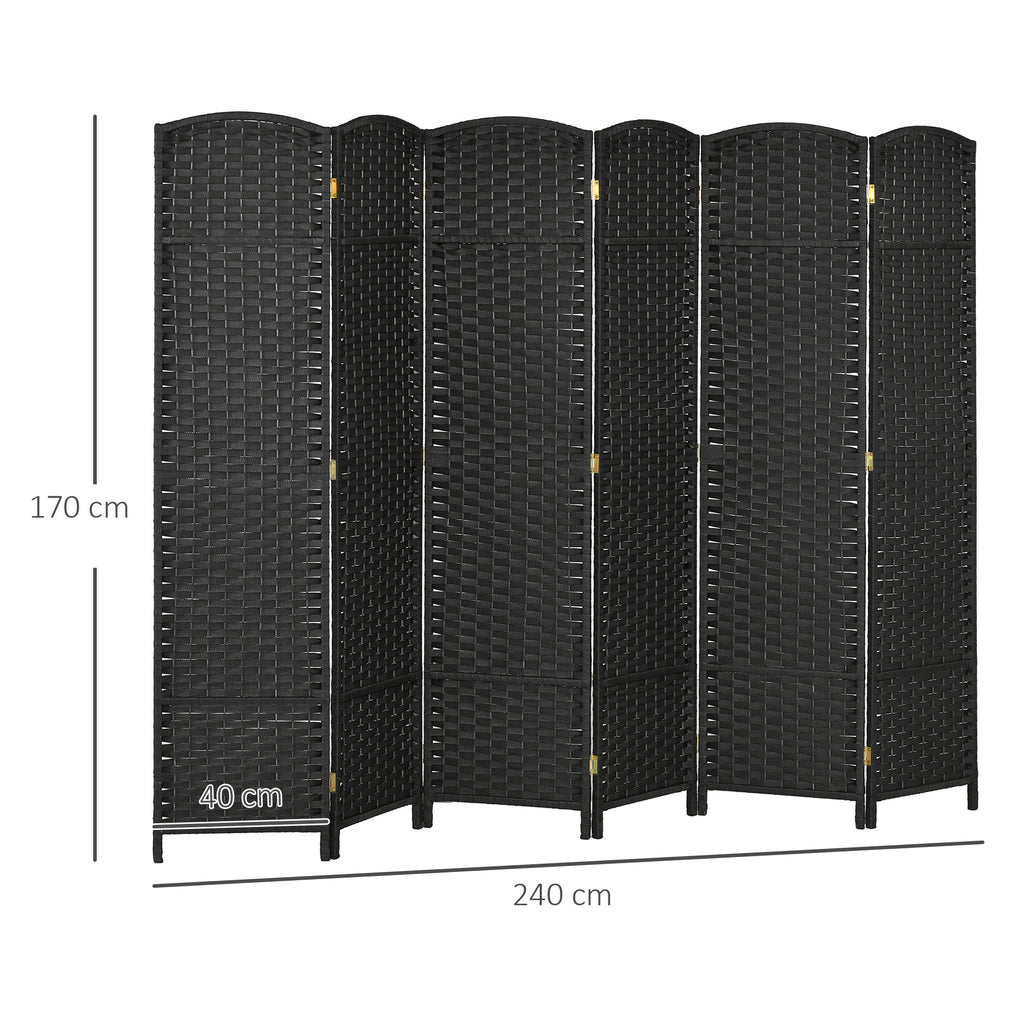 6-Panel Folding Room Divider, 240x170 cm, Black
