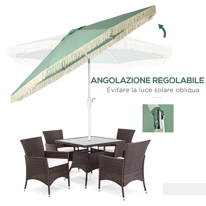 Garden Umbrella with Tilting Crank and 2 Section Pole, Polyester and Metal, 2.6x2.4 m, Green