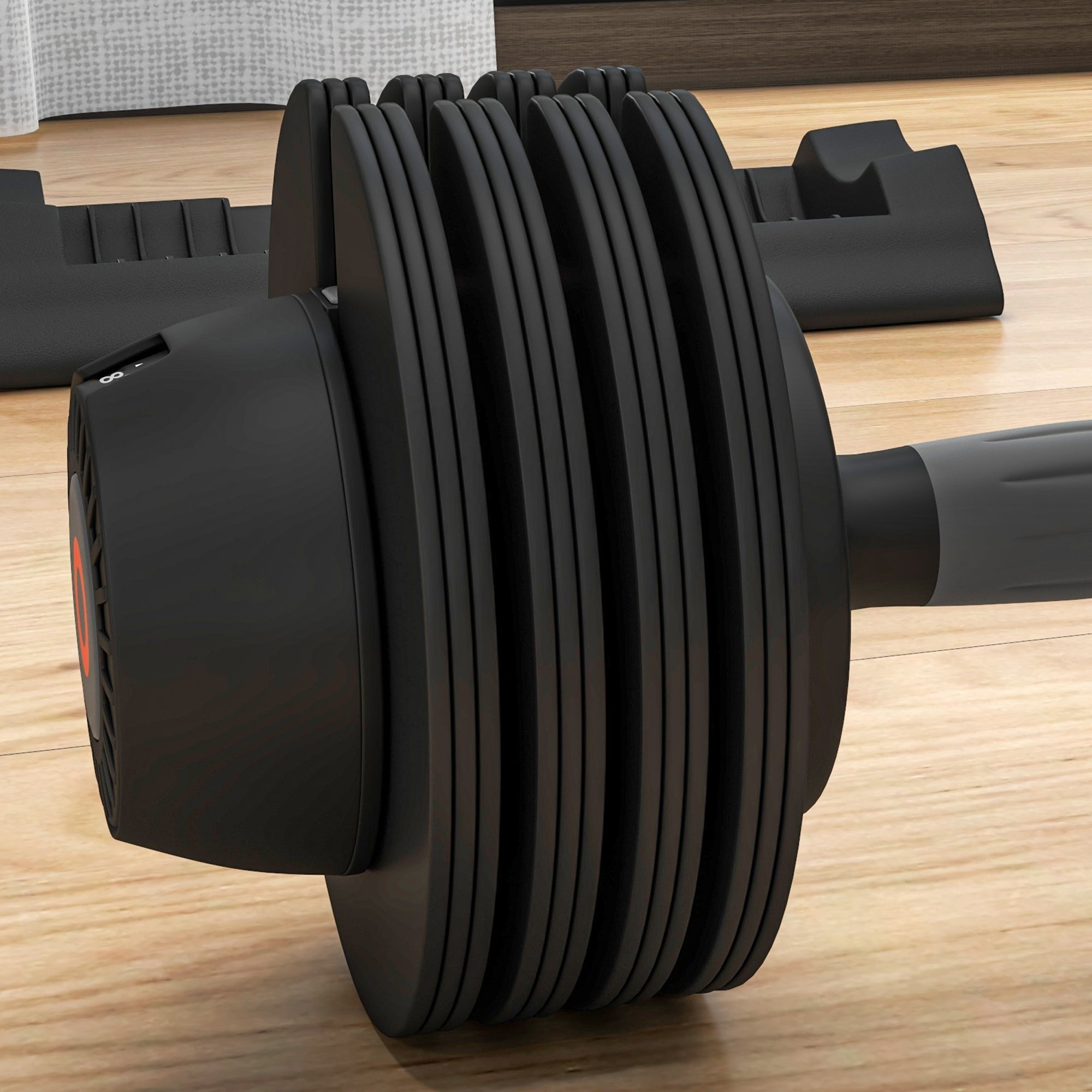 SPORTNOW Adjustable Weight Kit with Dumbbell Holder and Non-Slip Grip, in Steel and ABS, 33x16x16 cm, Black - Borgè