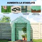 Outsunny Garden Greenhouse 143 x 73 x 195 cm with 2-Tier Shelf, Green