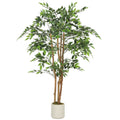 HOMCOM Artificial Banyan Tree Plant in PEVA and Wood with Adjustable Branches and White Container Pot in PP and Cement