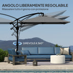 Cantilever Garden Umbrella 3x2.5 m with Crank, Tiltable and Swivel with Cover, Gray