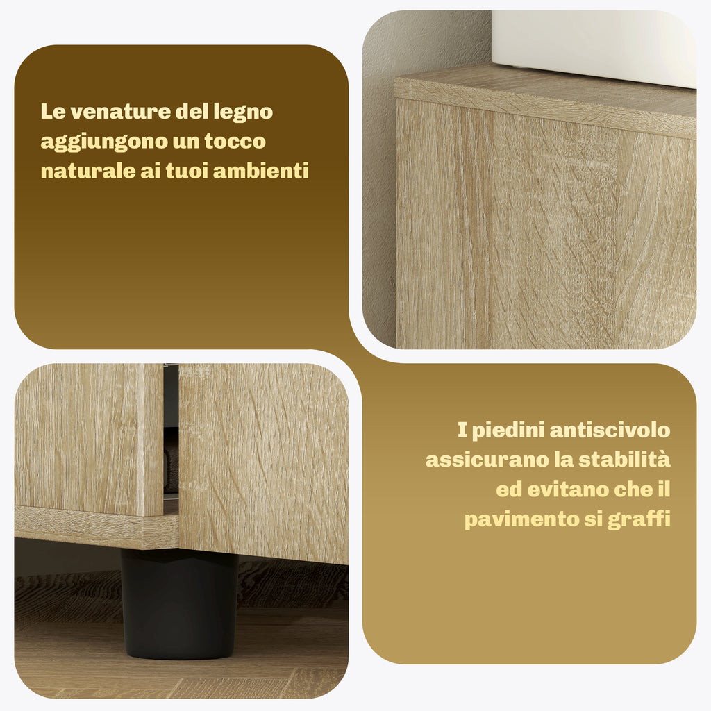 Mobile Office Multipurpose Document Holder with Lock, 2 Doors and Internal Shelf, 80x40x80 cm, Oak