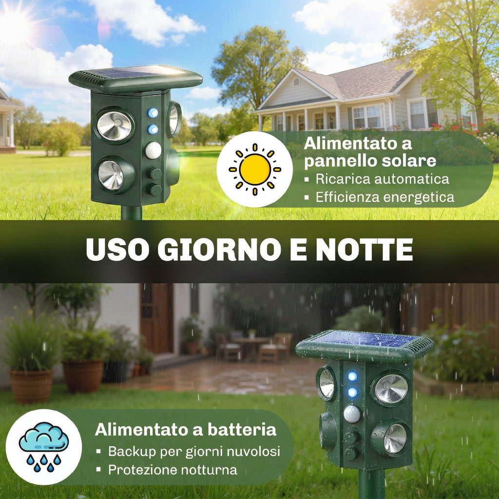 Outsunny Solar Ultrasonic Cat Repellent with 5 Modes, PIR Sensor and LED Flash