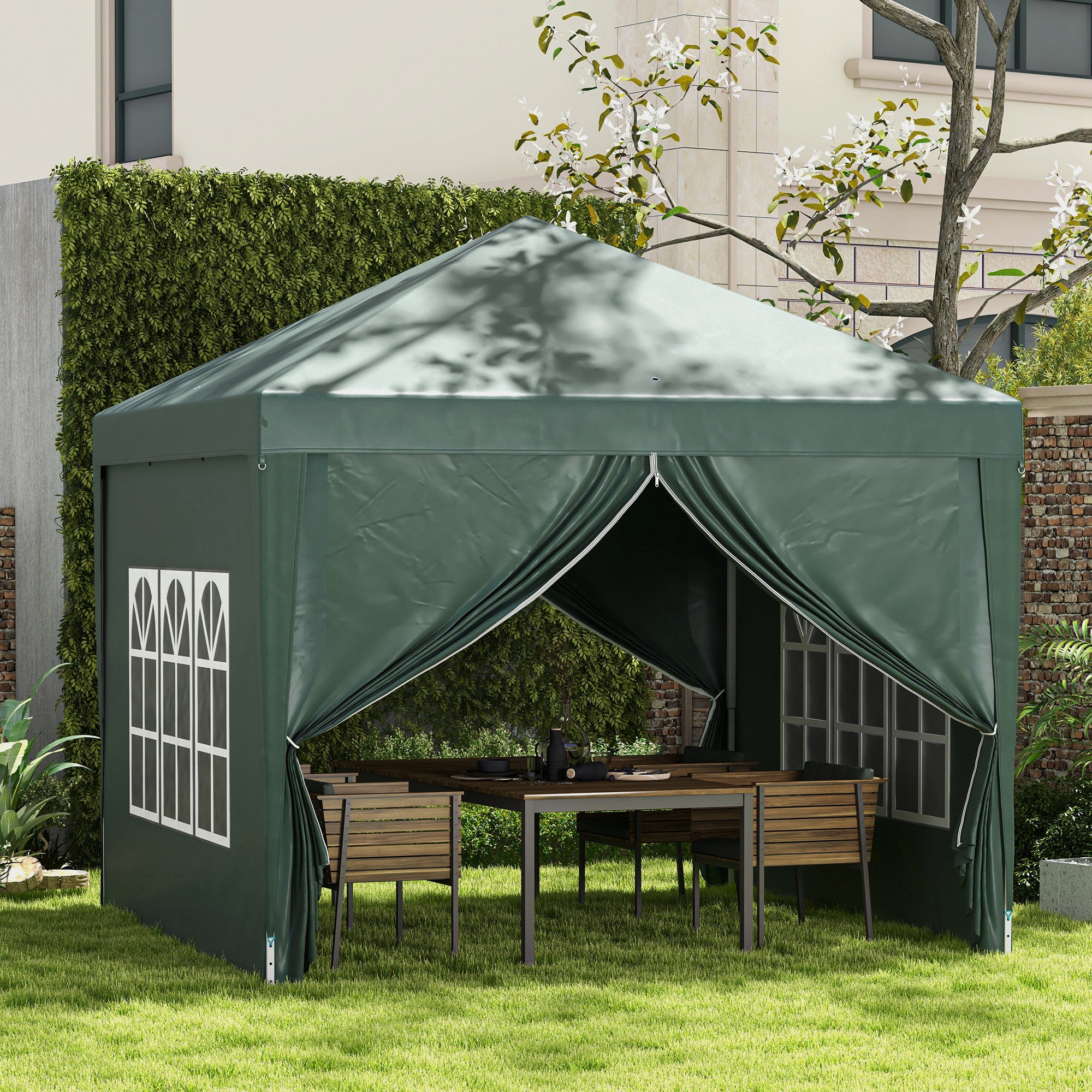 Outsunny Gazebo 3x3 m from waterproof garden in steel with oxford fabric cover, green - Borgè