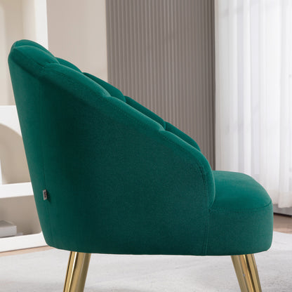 Art Deco Style Shell Armchair for Living Room and Bedroom, in Velvet Fabric and Steel, 63x65x84 cm, Green