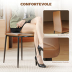 Set of 4 Modern High-Back Dining Chairs in Faux Leather and Steel, 41x50x97 cm, Brown