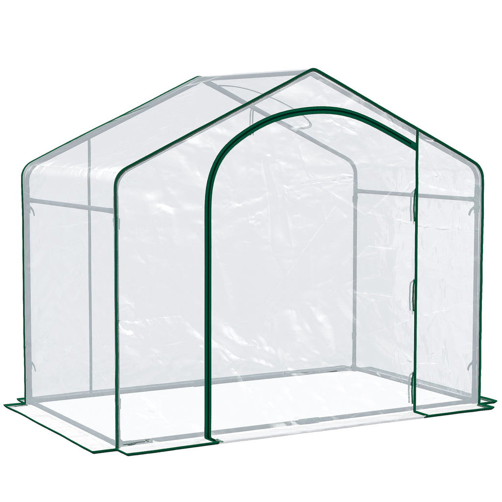 Outsunny Outdoor Greenhouse with Zip Entry and Top Air Vent, in Plastic and Steel, 180x100x152 cm, Transparent