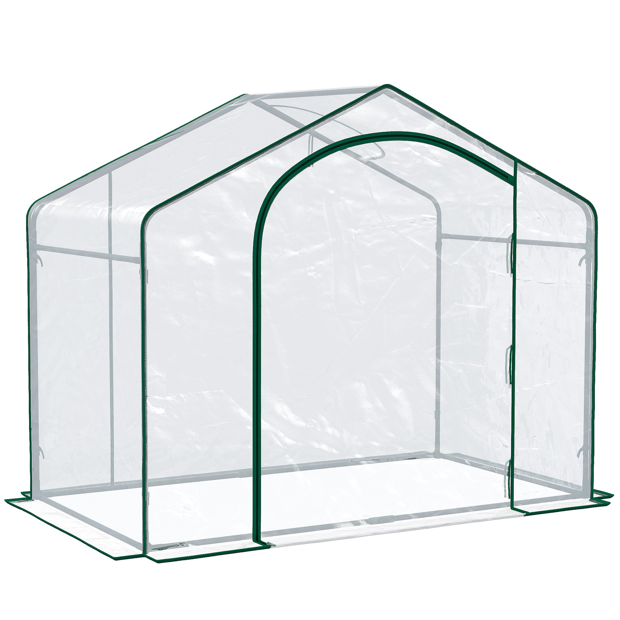 Outsunny Outdoor Greenhouse with Zip Entry and Top Air Vent, in Plastic and Steel, 180x100x152 cm, Transparent