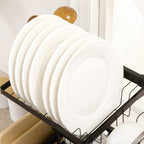 2-Tier Modular Sink Dish Drainer with Non-Slip Feet, Steel, 65x31.5x52.5 cm, Black