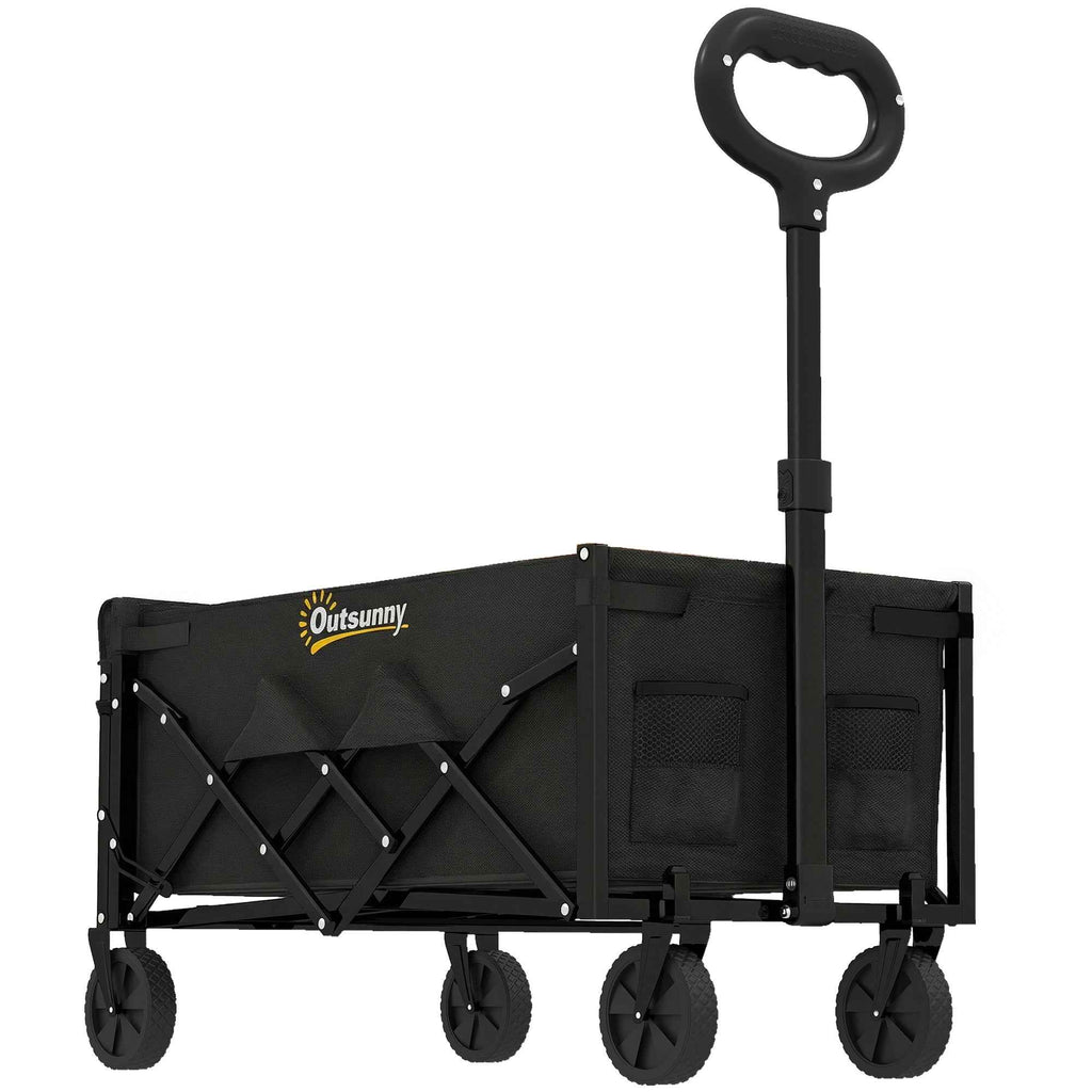 Outsunny 60L Folding Garden Cart with Wheels and Opening Side, Black