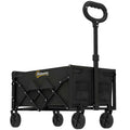 Outsunny 60L Folding Garden Cart with Wheels and Opening Side, Black