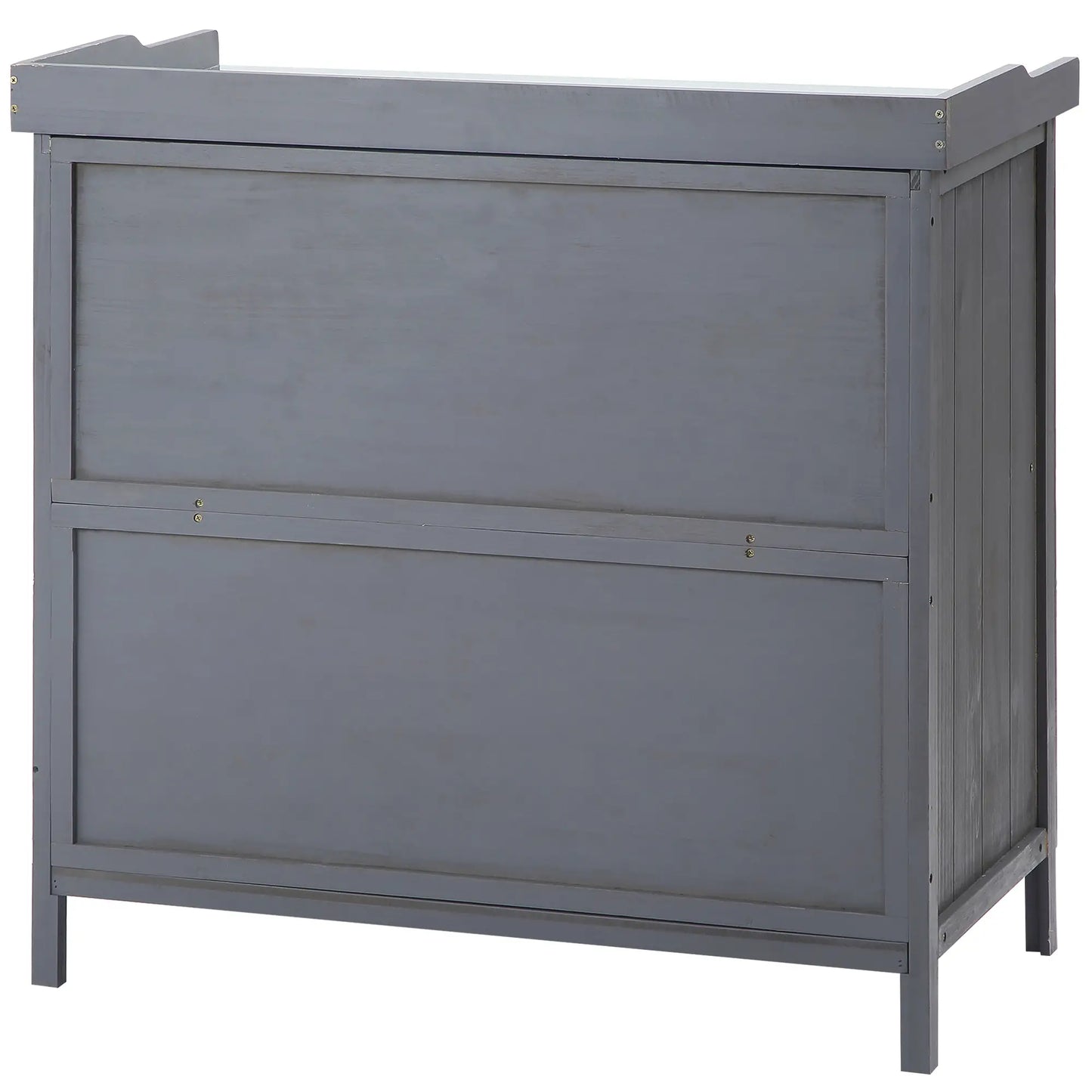 Outdoor Wooden Cabinet with Metal Top and 2 Tool Shelves, 98x48x95.5 cm, Grey