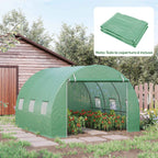 Outsunny PE Greenhouse Cover with 6 Windows, Roll-Up Door and Buried Edges, 3x3x2 m, Green