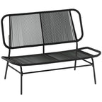 Outsunny 2-Seater Rattan Sofa, Loveseat with Woven Seat and Backrest, Black.