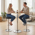 Set of 2 Modern Adjustable Bar Stools, PU Leather, Sponge, and Metal, 38.5 x 38.5 x 62-84 cm, Black
