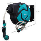 DURHAND Automatic Wall-Mounted Hose Reel with 10m Hose, Made of Plastic and PP, 28x14x34cm, Black and Blue