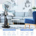 70° Oscillating Misting Fan and Dehumidifier with 3 Modes, Remote Control and 7.5h Timer, 2.8L Tank, 90W, Ф44.5cm x 120cm