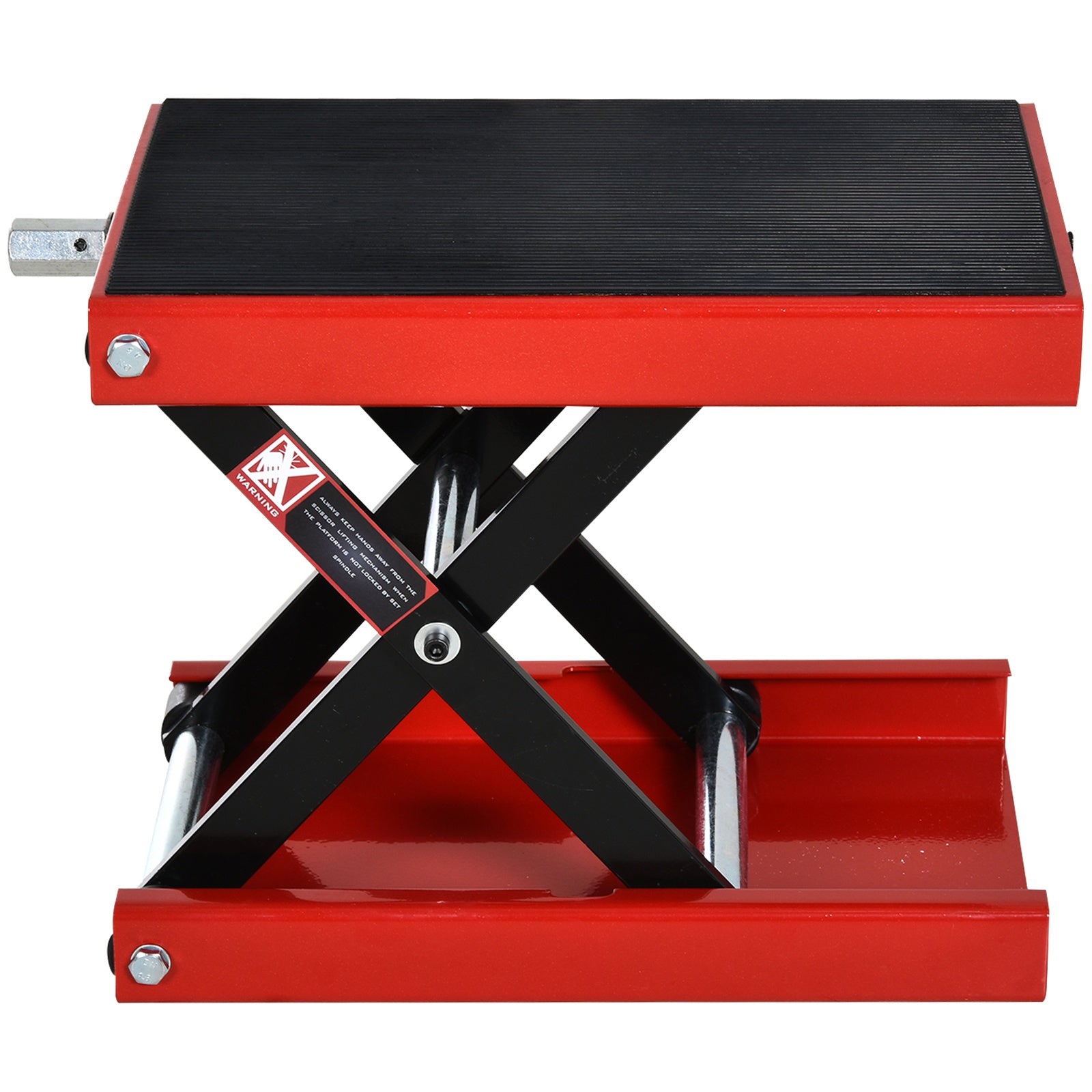 Motorcycle Lift Stand, Red and Black Steel Motorcycle Lift, Foldable and Non-Slip 41.5 x 23.5 x 10-37cm