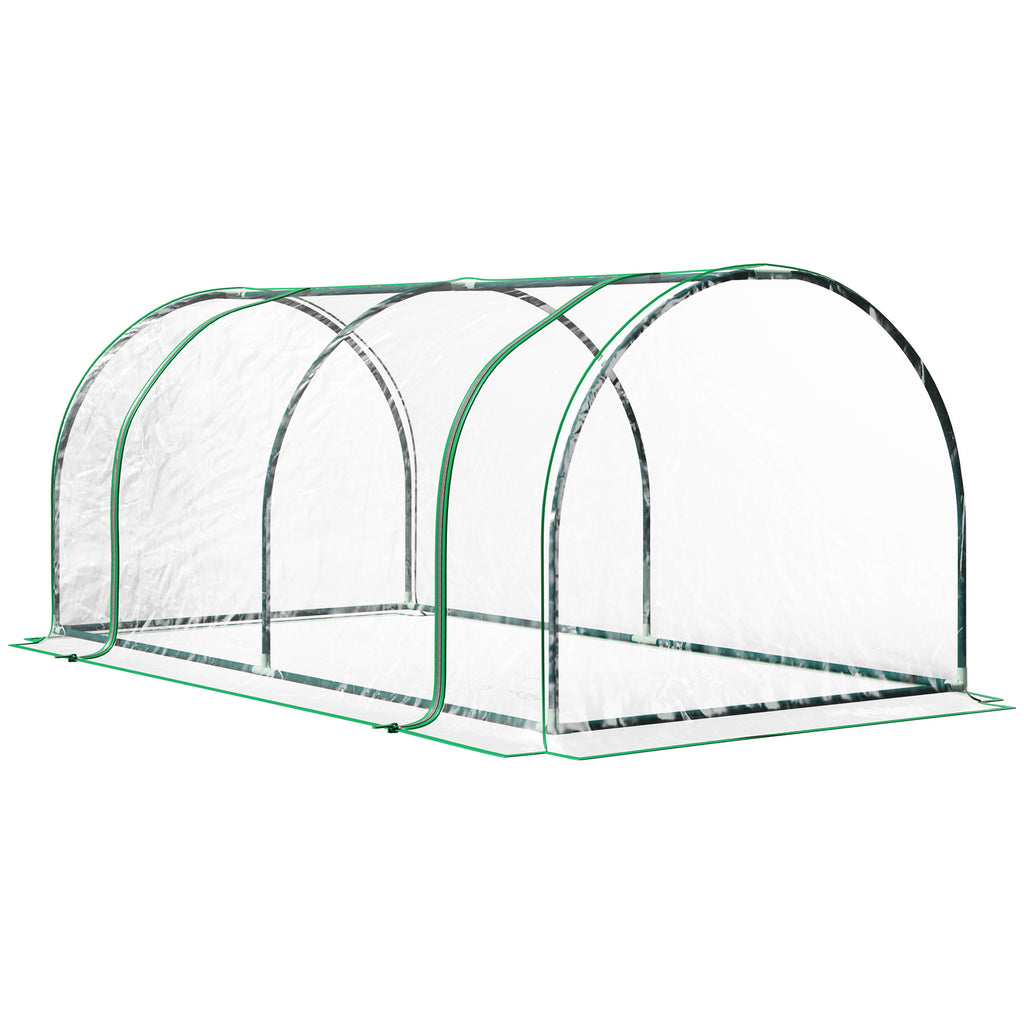 Outsunny Steel Tunnel Greenhouse with PVC Cover, 200x100x80 cm, Transparent and Green