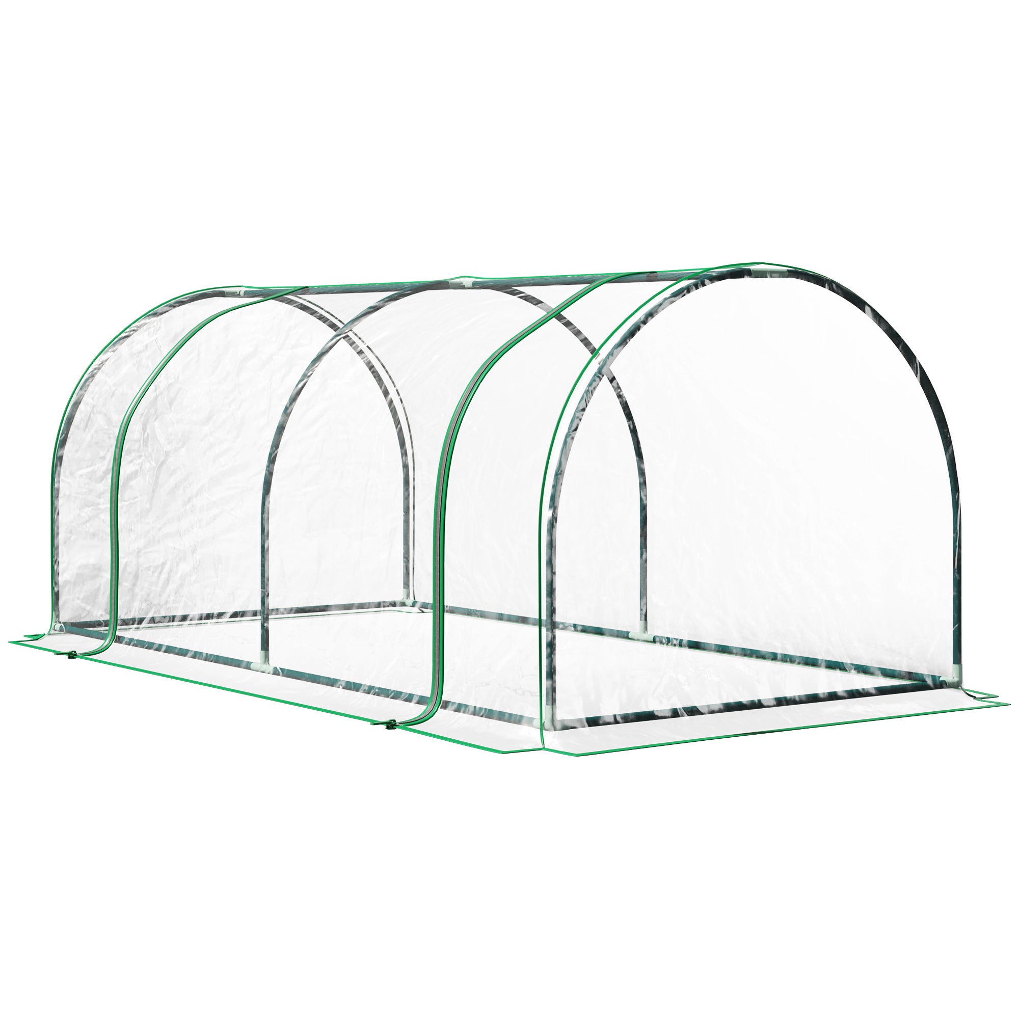 Outsunny Steel Tunnel Greenhouse with PVC Cover, 200x100x80 cm, Transparent and Green