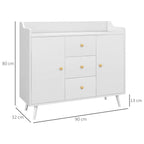 Modern Wooden Sideboard with 3 Drawers and 2 Cabinets on 2 Levels, 90x32x80 cm, White