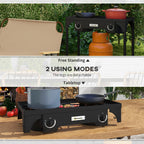 Outsunny camping gas stove with 2 150,000 BTU metal burners with removable legs, black - Borgè