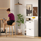 HOMCOM Slim Shoe Rack with 2 Tilting Drawers and 3 Open Compartments, Capacity 15 Shoes, 83x24x90.5 cm, White