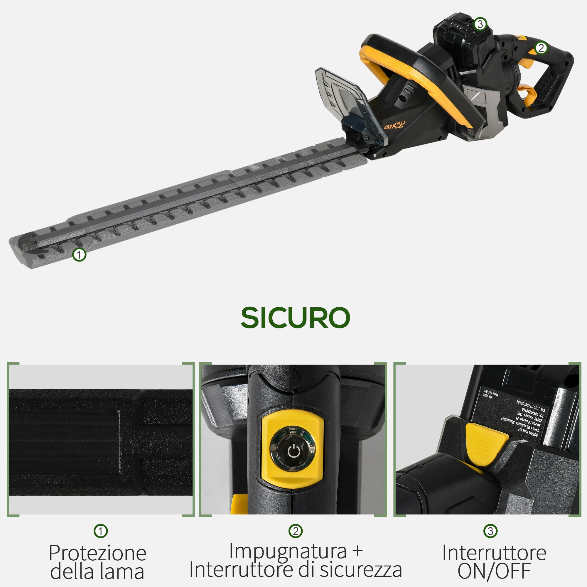 Battery-Powered Electric Hedge Trimmer with 180° Adjustable Ergonomic Handle and 52cm Blade