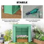 Outsunny Greenhouse for Plants with 2 Side Mesh Windows and Roller Door, in PE and Steel, 196x77x197 cm, Green