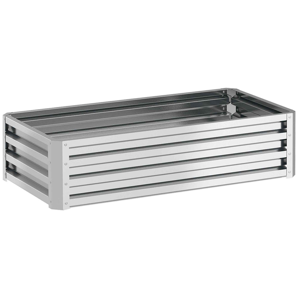 Outsunny Open Bottom Raised Garden Bed with Galvanized Steel Lining, 120x60x30.5 cm, Silver