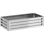 Outsunny Open Bottom Raised Garden Bed with Galvanized Steel Lining, 120x60x30.5 cm, Silver